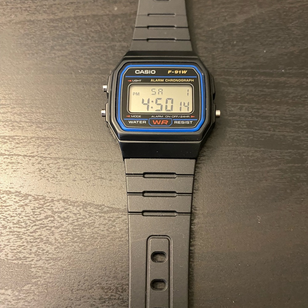 Casio F-91W Black and Blue Digital Watch